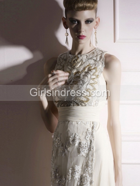 A-line Sleeveless Organza Embroidery Fabulous Evening Dress