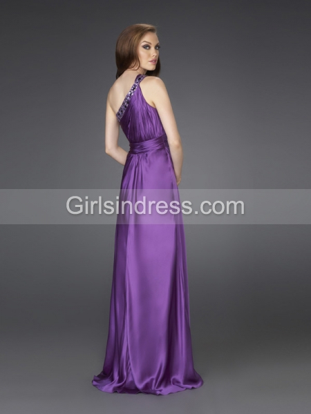 Fantastic A-line Furcal One Shoulder Satin Evening Dress