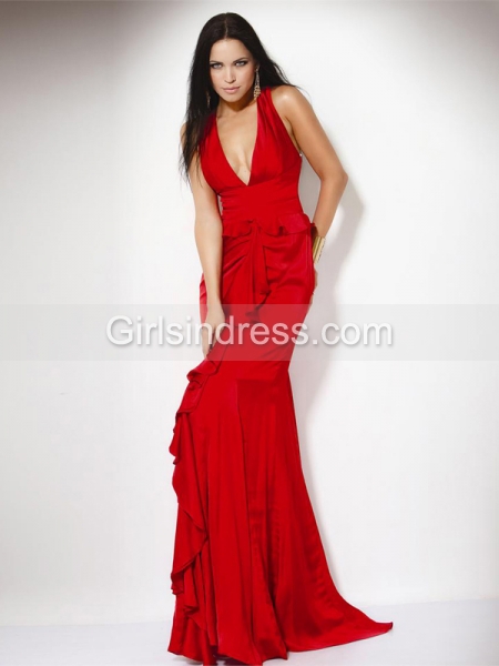 Gorgeous Sheath V-neck Chiffon Evening Dress