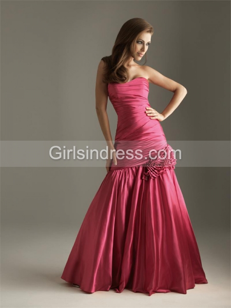 Satin Strapless Mermaid/ Trumpet Evening Dress
