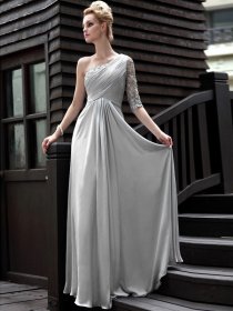 Silk-like Satin A-line One Shoulder Appliques Evening Dress Silk-like Satin A-line One Shoulder Appliques Evening Dress