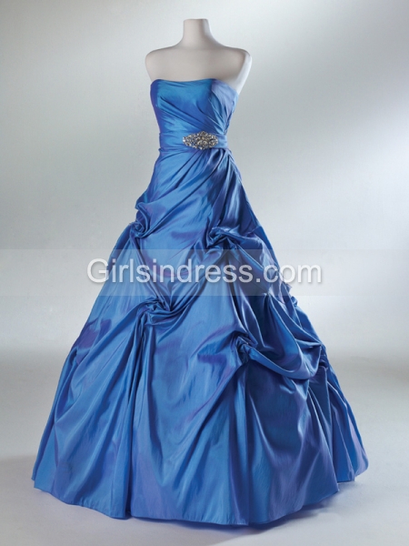A-line Strapless Ruched Floor-length Satin Prom Dress