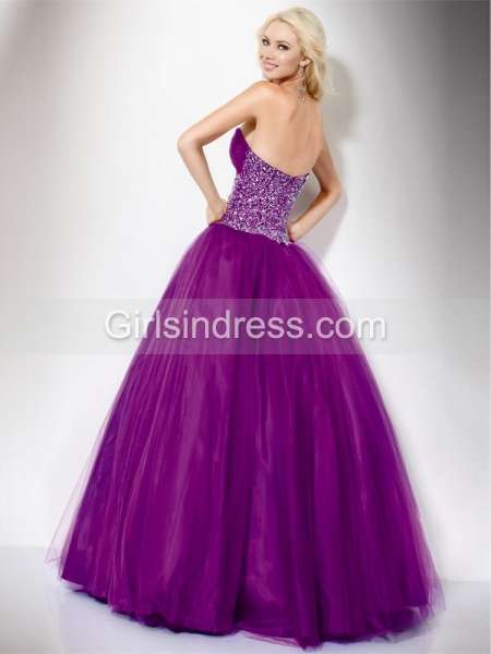 Attractive Sweetheart Beading Organza&Satin Engagement Dress