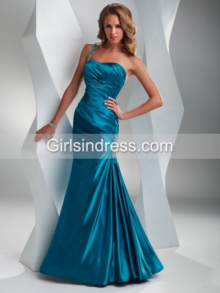 Mermaid One-shoulder Pleated Beaded Prom Dress Mermaid One-shoulder Pleated Beaded Prom Dress
