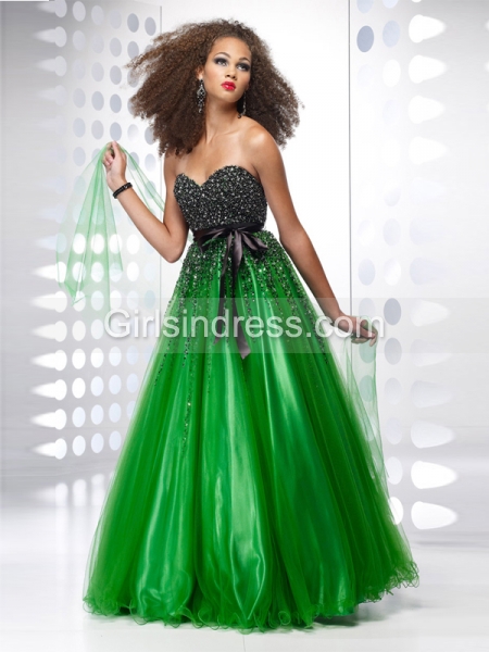 A-line Sweetheart Beading Organza&Satin Engagement Dress A-line Sweetheart Beading Organza&Satin Engagement Dress