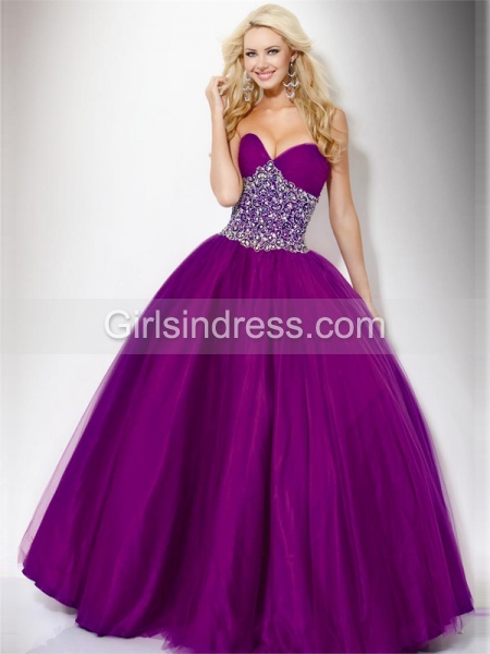 Attractive Sweetheart Beading Organza&Satin Engagement Dress