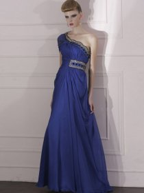 Eye-catching A-line Beading Organza One-shoulder Evening Dress