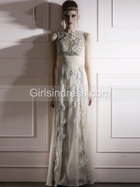A-line Sleeveless Organza Embroidery Fabulous Evening Dress