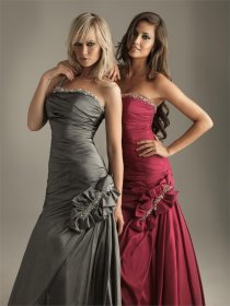 Satin One-shoulder Beads Evening Dress Satin One-shoulder Beads Evening Dress