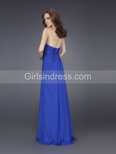 A-line Strapless Satin Evening Dress With Waistband