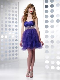A-line Sweetheart Beading Organza&Satin Cocktail Dress