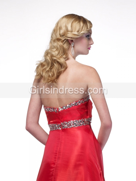 A-line Sweetheart Beading Satin Prom Dress