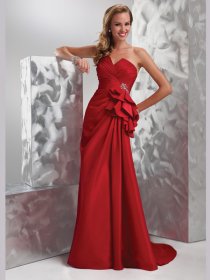 Elegant Red A-line Sweetheart Ruched Satin Prom Dress Elegant Red A-line Sweetheart Ruched Satin Prom Dress