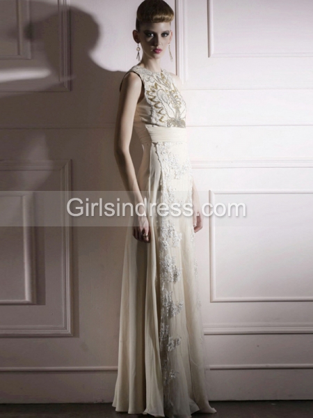 A-line Sleeveless Organza Embroidery Fabulous Evening Dress