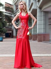 Fabulous Mermaid/Sheath Sleeveless Scoop Embroidery Evening/Prom Dress