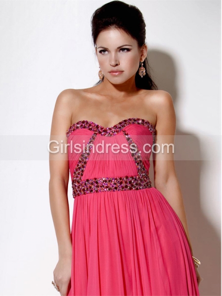 Gorgeous A-line Sweetheart Beading Chiffon Evening Dress