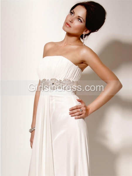 Gorgeous Strapless Beading A-line Chiffon Floor-length Prom Dress