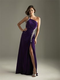 Purple Chiffon Silver Sash Evening Dress Purple Chiffon Silver Sash Evening Dress