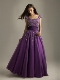 Purple Tulle Over Satin Off-the-shoulder Prom Dress Purple Tulle Over Satin Off-the-shoulder Prom Dress