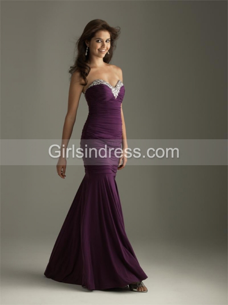 Sweetheart Strapless Satin Floor-length Evening Dress