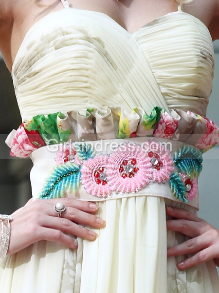 A-line Sleeveless Spaghetti Straps Beaded Asymmetrical Satin Prom Dress