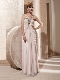 A-line Straps Jewery Spaghetti Oganza Evening Dress A-line Straps Jewery Spaghetti Oganza Evening Dress