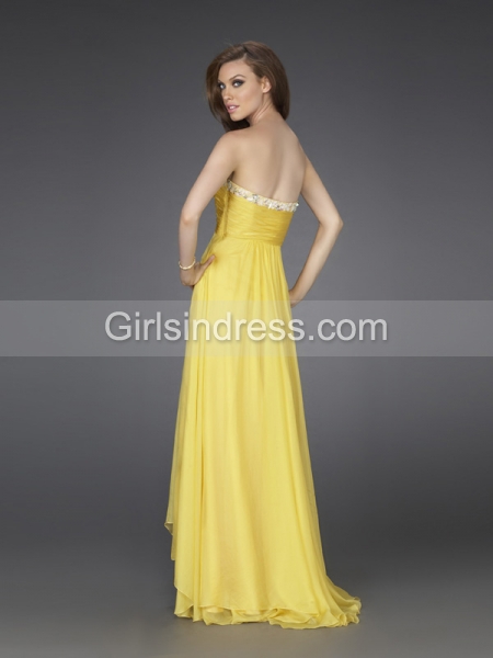 A-line Strapless Furcal Sweethear Satin Evening Gown