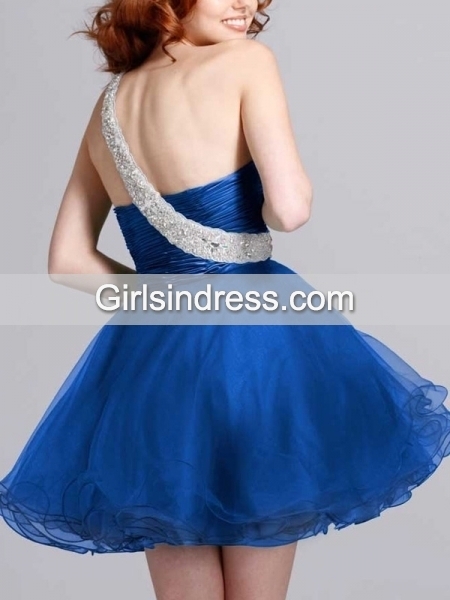 Classic A-line One Shoulder Sweetheart Homecoming Dress