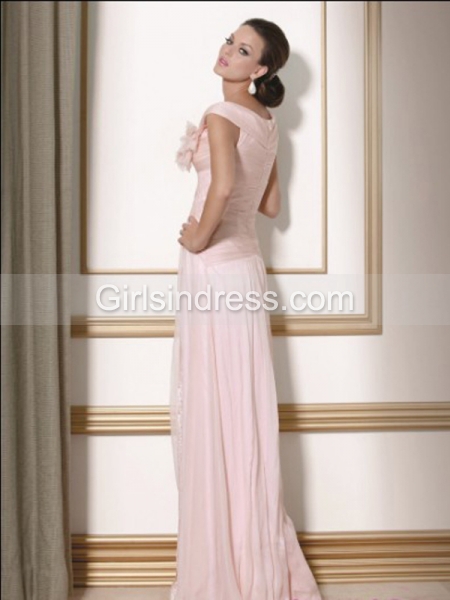 Elegant A-line Straps Flowers Sleeveless Chiffon Prom Dress