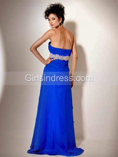 Gorgeous Strapless Beading A-line Chiffon Floor-length Prom Dress