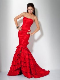 Mermaid Sweetheart Cascading Ruffle Satin Gorgeous Evening Dress Mermaid Sweetheart Cascading Ruffle Satin Gorgeous Evening Dress
