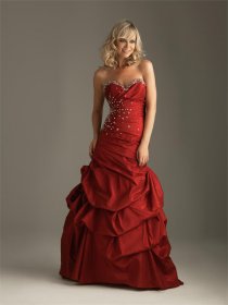 Satin Ruffles Beaded Sweetheart Evening Dress Satin Ruffles Beaded Sweetheart Evening Dress