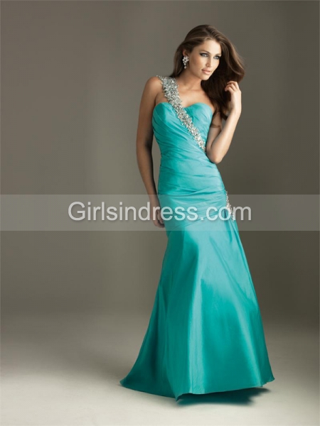 Satin Silver Sash Sweetheart Evening Dress