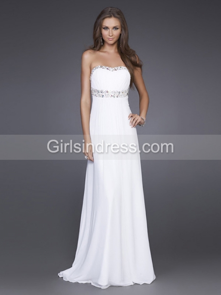 Stunning Strapless Jewel Backless Sweetheart Satin Evening Dress