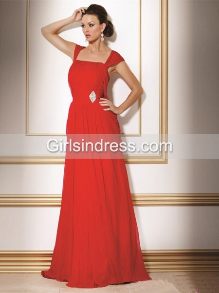 Elegant A-line Straps Beading Chiffon Evening Dress Elegant A-line Straps Beading Chiffon Evening Dress