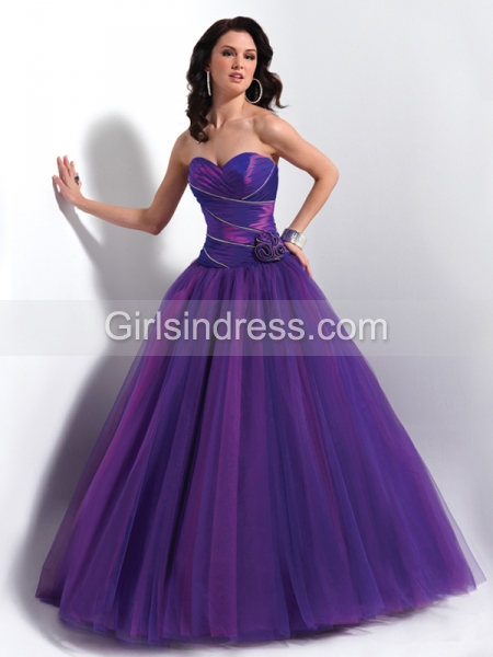 Elegant Ball Gown Sweetheart Tulle & Satin Engagement Dress