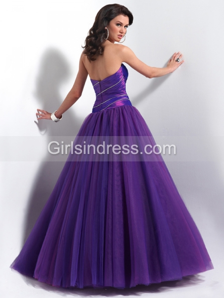 Elegant Ball Gown Sweetheart Tulle & Satin Engagement Dress
