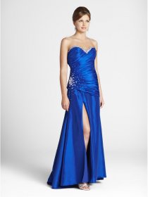 Gorgerous A-line Sweetheart Beaded Satin Royalblue Evening Dress