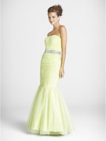 Mermaid Strapless Beaded Pleated Satin&Organza Evening Dress Mermaid Strapless Beaded Pleated Satin&Organza Evening Dress