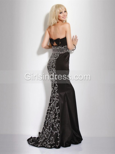 Mermaid Strapless Beading Satin Gorgeous Evening Dress
