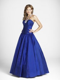 Royal Blue A-line Halter Beaded Satin Prom Dress Royal Blue A-line Halter Beaded Satin Prom Dress