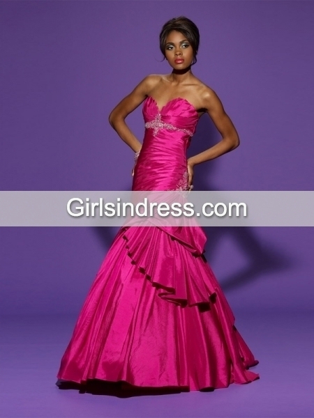Trumpet Sweetheart Beading Satin Prom Dress