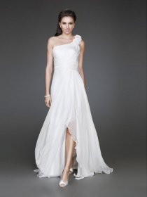 A-line One-shoulder Floor-length Evening Dress With Flowers A-line One-shoulder Floor-length Evening Dress With Flowers