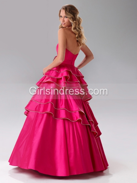 Ball Gown Ruched Strapless Satin Engagement Dress