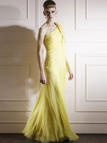 A-line Beaded Bow One-shoulder Chiffon Prom Dress A-line Beaded Bow One-shoulder Chiffon Prom Dress