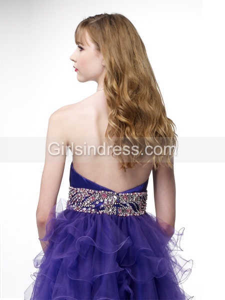 A-line Sweetheart Beading Organza&Satin Cocktail Dress