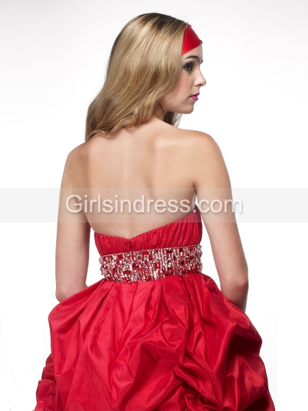 Ball Gown Sweetheart Beading Satin Cocktail Dress