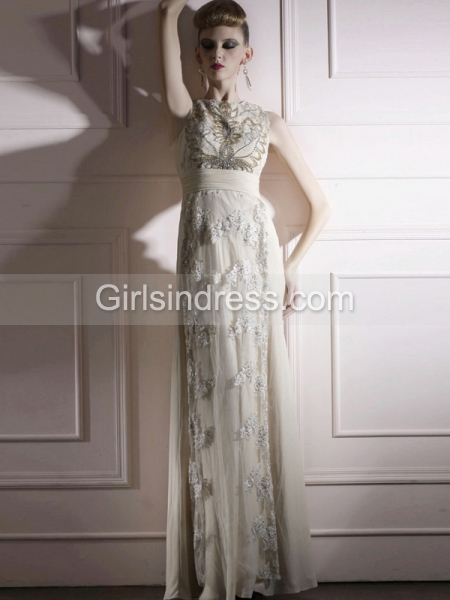 A-line Sleeveless Organza Embroidery Fabulous Evening Dress