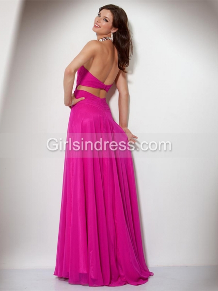 Gorgeous A-line Jewel Beading Sweeping Chiffon Prom Dress