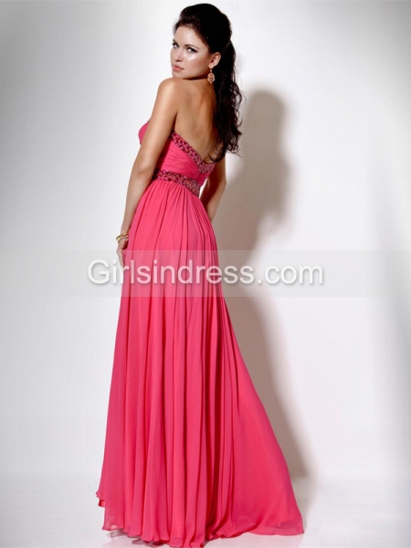 Gorgeous A-line Sweetheart Beading Chiffon Evening Dress